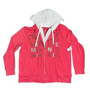 Disney Parks Double Full Zip Hoodie Layered Minnie Mouse Red XL
